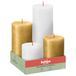 Bolsius - Rustic 4 verpakkingen - goud en wit - ongeparfumeerd - natuurlijke plantenverzorging - zonder palmolie