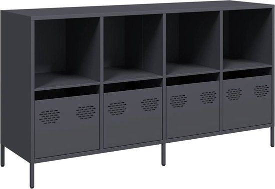 vidaXL Dressoir 135x39x73,5 cm koudgewalst staal antracietkleurig