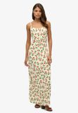 Superdry Maxi-slipdress met schuine snede - Dames - Jurken - Viscose - Mouwloos - Ronde hals - Strawberry - UK10-EU38