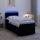 vidaXL Boxspringbed met matras, zwart, 100 x 200 cm, gestoffeerd