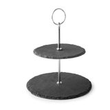 Lacor - 61234 - Twee hoogtes, gemaakt van 100% natuurlijk bamboe en leisteen, afneembaar, gemakkelijk te reinigen, sterk en duurzaam, afmetingen groot bord: 20 cm, klein formaat