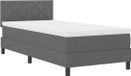 vidaXL Boxspringbed met hoofdeinde, gris foncé, 90 x 190 cm, tissu