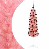 vidaXL - Kunstmatige smalle kerstboom met kerstballen, 120 cm, 150 LED's
