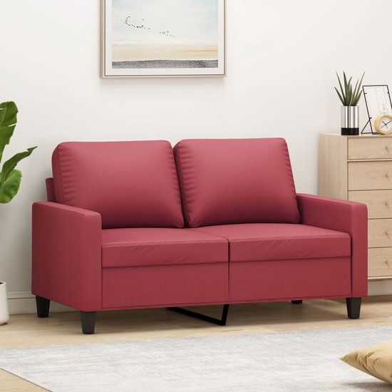 vidaXL Tweezitsbank - 120 cm - Fluweel - Wijnrood