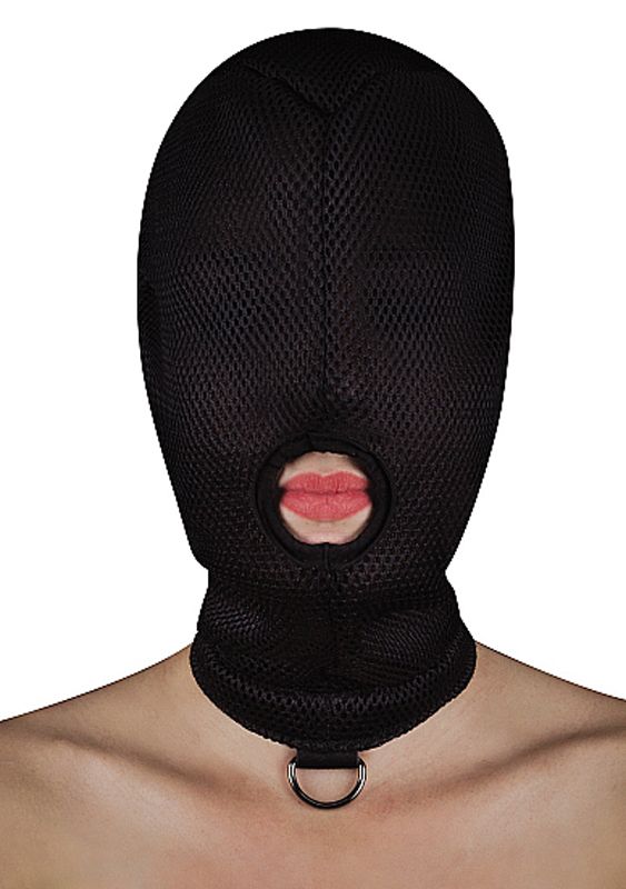 Ouch! BDSM masker met D-ring - zwart