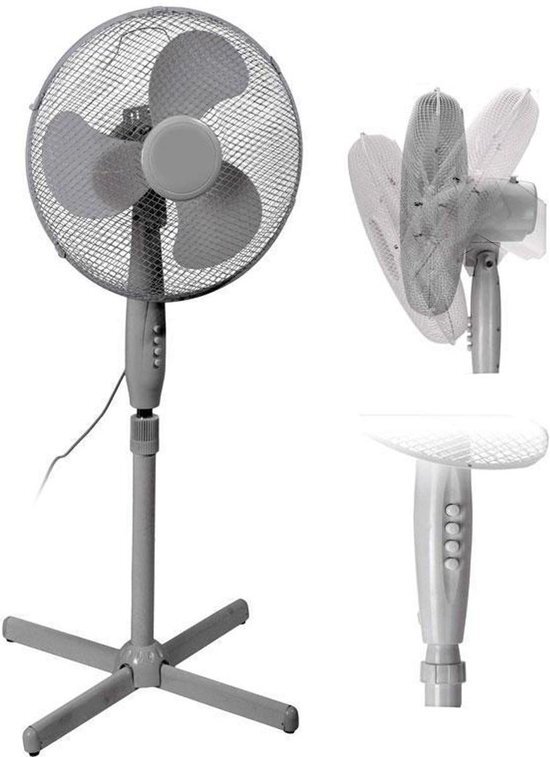 - | Statiefventilator | In te stellen op 3 standen | met oscillatie | ?40cm | Wit |45 Watt | Staande ventilator