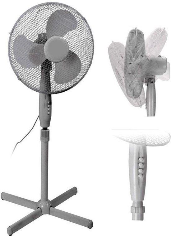 Relaxwonen Statiefventilator - 40cm - Wit - 45W - 3 standen - Oscillatie