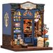 Merkloos Poppenhuis Poppenhuis book nook - Boekwinkel - Houten bouwpakket met LED-verlichting - Reisthema