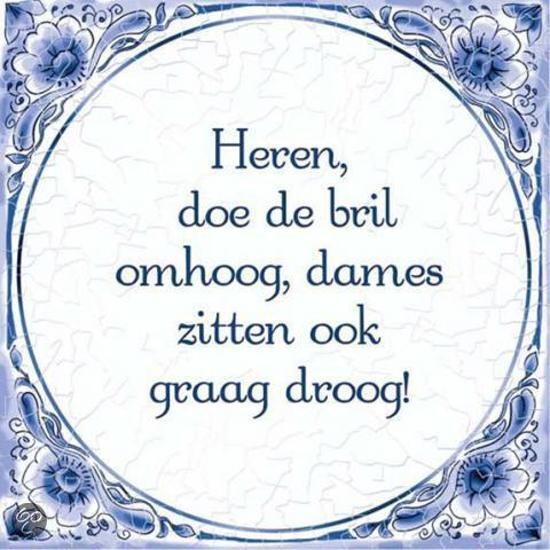 Paper Dreams Benza - Delfts Blauwe Spreukentegel - Heren doe de bril omhoog de dames zitten ook graag droog