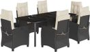 vidaXL Ensemble de jardin 7 pièces avec coussins, polyrotin, noir