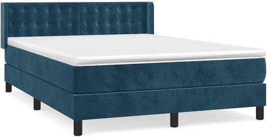 vidaXL Boxspring met matras fluweel donkerblauw 140x190 cm