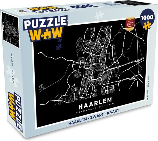 MuchoWow Puzzel Haarlem - Zwart - Kaart - Legpuzzel - Puzzel 1000 stukjes volwassenen