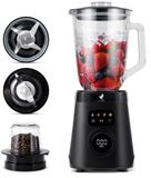 NovaWare Blender – 1.5L – 1000W Smoothie Maker - Incl. Koffiemolen / Bonenmaler Functie 250ML - Met Display - Glas - Zwart