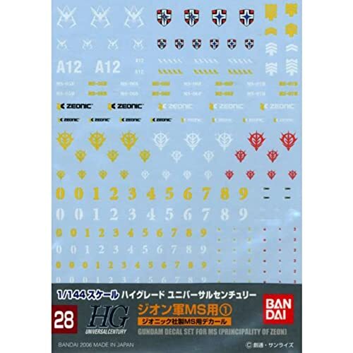 Bandai Gundam Decal GD-28 HGUC Zeon MS Stickers Set #1