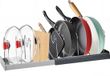 Unyqoos® Uittrekbare lade-organizer met verstelbare houders voor pannen en deksels, grijs