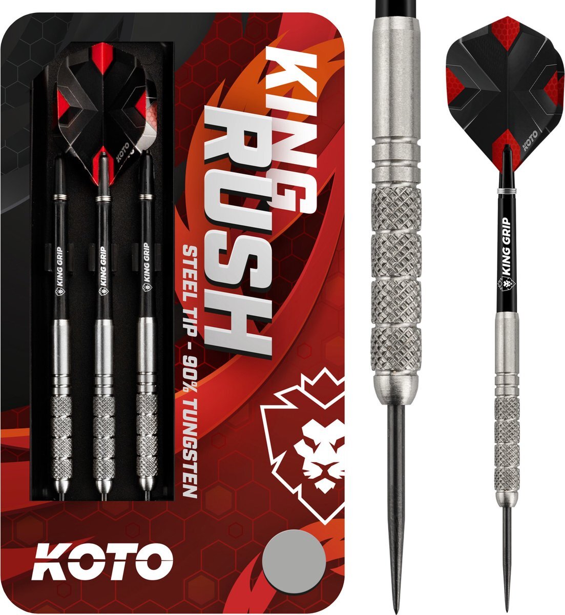 Koto King Rush 90% - Dartpijlen - 22 Gram - Tungsten Darts - 3 Pijlen - Dartset - Met Dartcase