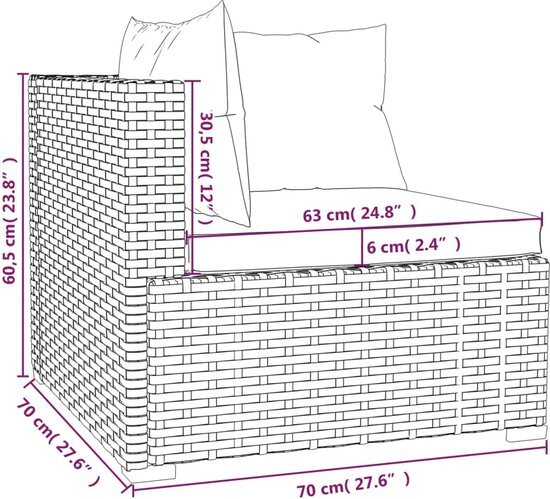 vidaXL 12-delige Loungeset met kussens poly rattan bruin