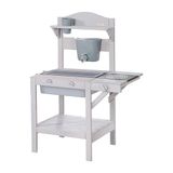 roba Modderkeuken voor kinderen inclusief accessoires - Kleine buitenspeelkeuken van weerbestendig FSC-gecertificeerd hout - Grijs gelakt