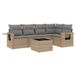 VidaXL 6-delige Loungeset met kussens, poly rattan, beige