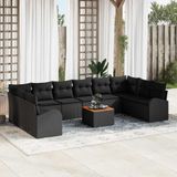 Maison Exclusive - Set de 11 coussins de banc de jardin, noir, en polyrotin