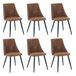MEUBLE COSY Dining Chairs, Set of 6 Kitchen Chairs, Ergonomic Living Room Chair, Retro Chair with Backrest, Vintage Faux Suede Seat, Metal Legs, Brown 50.5x53.5x83cm