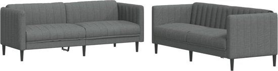 vidaXL 2-delige Loungeset stof donkergrijs
