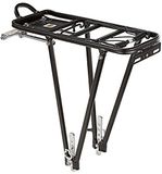 Prophete 6018 Aluminium bagagedrager, met veerklep, luchtpomphouder, spanriem en reflectorhouder, zwart, 55-51 cm