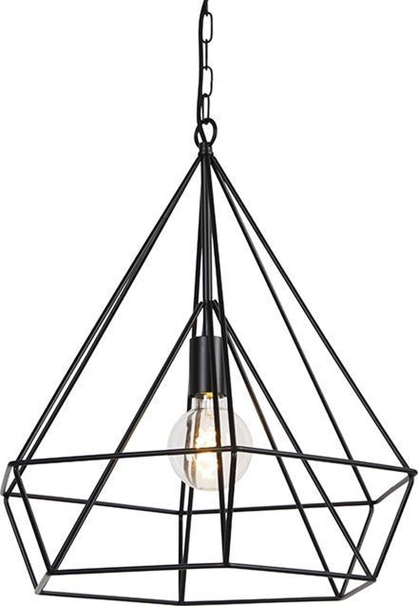 QAZQA carcass - Design Hanglamp eettafel - 1 lichts - Ø 51 cm - Zwart - Industrieel - Woonkamer | Slaapkamer | Keuken