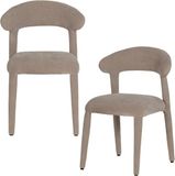 WOOOD Sile Eetkamerstoel - Linnenlook - Zand - Set Van 2