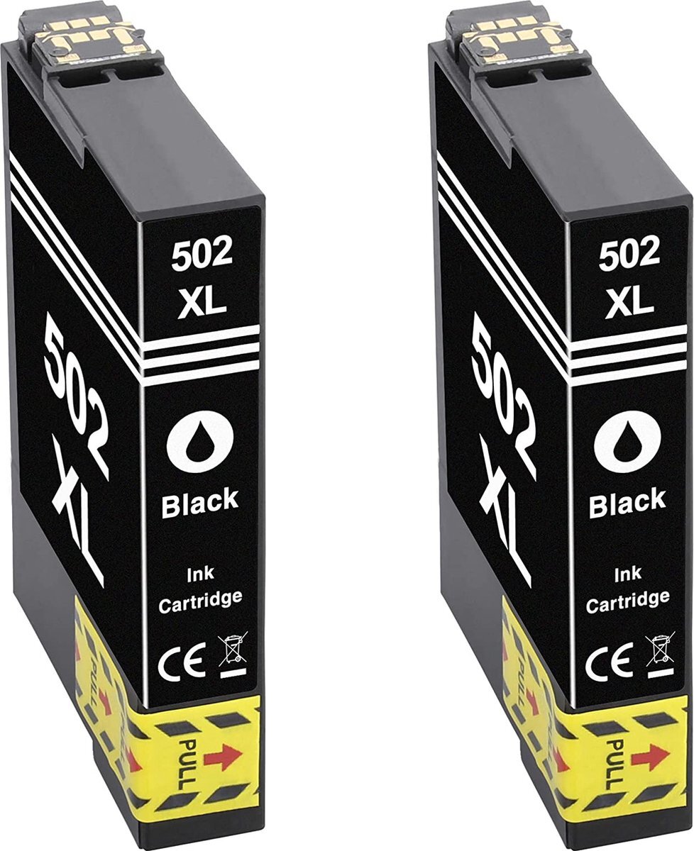 inktdag inktcartridges voor Epson 502XL BK, Epson 502 zwart multipack van 2 stuks (Epson 502xl zwart *2) voor Epson Expression Home XP-5105 XP-5100 Workforce WF-2860DWF WF-2865DWF XP5105 WF-2860