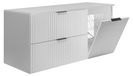 3xE living Meuble de salle de bain avec panier à linge et plateau, poignées noires, blanc, 120 x 46 x 57 cm