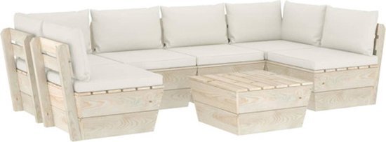 vidaXL 7-delige Loungeset met kussens pallet vurenhout