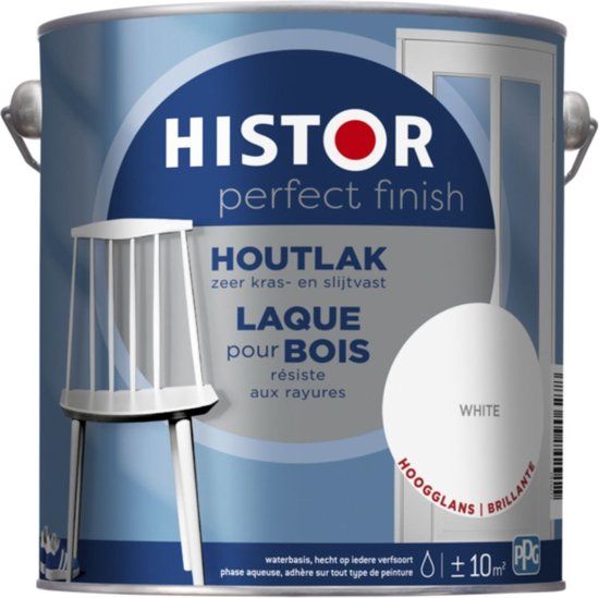 Histor Perfect Finish Houtlak Hoogglans - Krasvast & Slijtvast - Dekkend - 0.25L - White - Wit