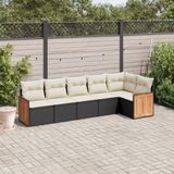 Maison Exclusive - Ensemble de jardin d'extérieur, 6 pièces, avec coussins, noir, en polyrotin