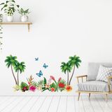 Ambiance Sticker Muurstickers - Tropische paradijsbloemen - Transparante achtergrond - 60x75cm