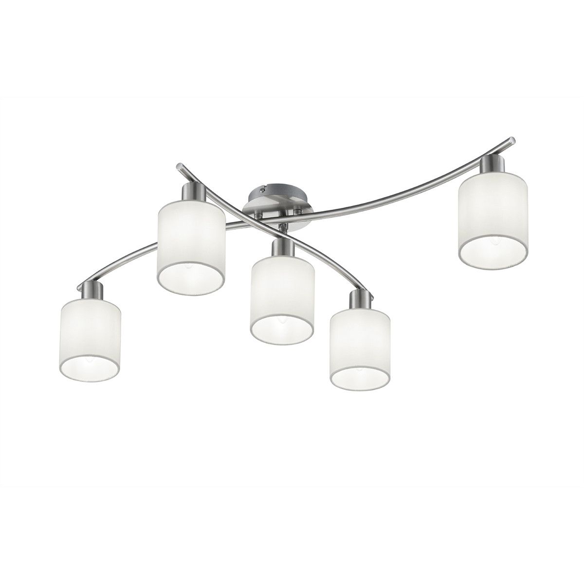 BES LED Trion Gorino Plafondlamp - E14 - 5-lichts - Rond - Mat Wit - Aluminium - Nikkel - 44cm