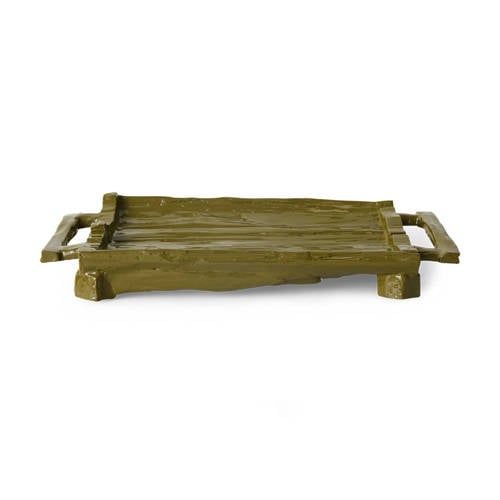 HKLIVING Dienblad Trinket Sungkai hout, 53 x 25cm - Mosgroen
