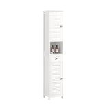 SoBuy FRG236-W Badkamer Kolomkast – Hoge Opbergkast – Badkamer Meubel met Lade en Planken – Wit, 32x30x170cm