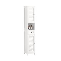 SoBuy FRG236-W Badkamer Kolomkast – Hoge Opbergkast – Badkamer Meubel met Lade en Planken – Wit, 32x30x170cm