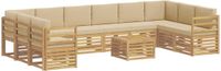 vidaXL - Bank loungeset - 10 zitplekken - Polyester - Wit en Beige