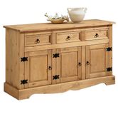 IDIMEX Mexico-dressoir TEQUILA met 3 deuren en lades van massief hout - naturel