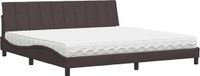 vidaXL Bed met matras "Hanko" stof donkerbruin 200x200 cm