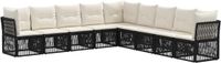 vidaXL Tuinbank - Set - 9 zitplekken - Zwart - Polyrattan