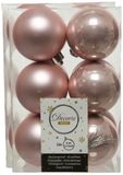 Decoris kerstballen - 24x st - lichtroze - D6 cm - kunststof - kerstversiering