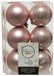 Decoris kerstballen - 24x st - lichtroze - D6 cm - kunststof - kerstversiering