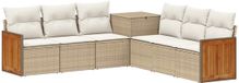 vidaXL Bankstel 2-zits Beige en Crèmewit Poly Rattan en Staal