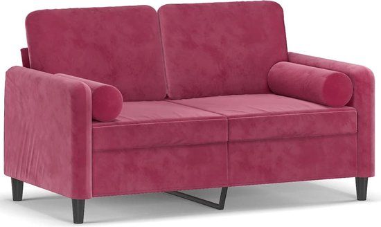 vidaXL Tweezitsbank met sierkussens 120 cm fluweel wijnrood