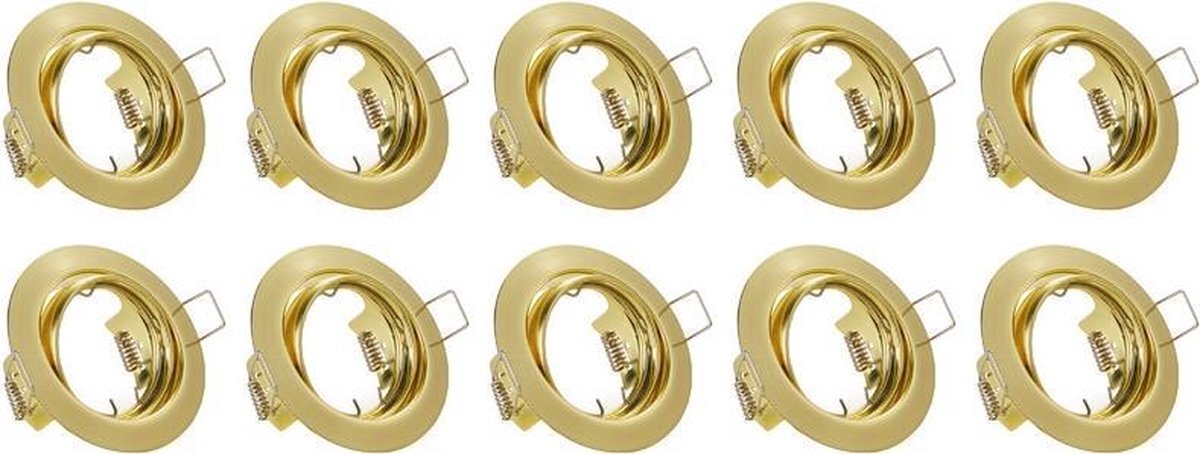 Qualu Spot Armatuur 10 Pack - Torna - GU10 Fitting - Inbouw Rond - Mat Goud Aluminium - Kantelbaar Ø83mm