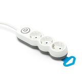 Garza Meervoudige stekkerdoos met 3 stopcontacten, 1,4 m kabel, platte stekker, met schakelaar, kinderbeveiliging, wit