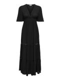 ONLY ONLMYA CHIARA S/S LONG V DRESS WVN Maxi Jurk Zwart